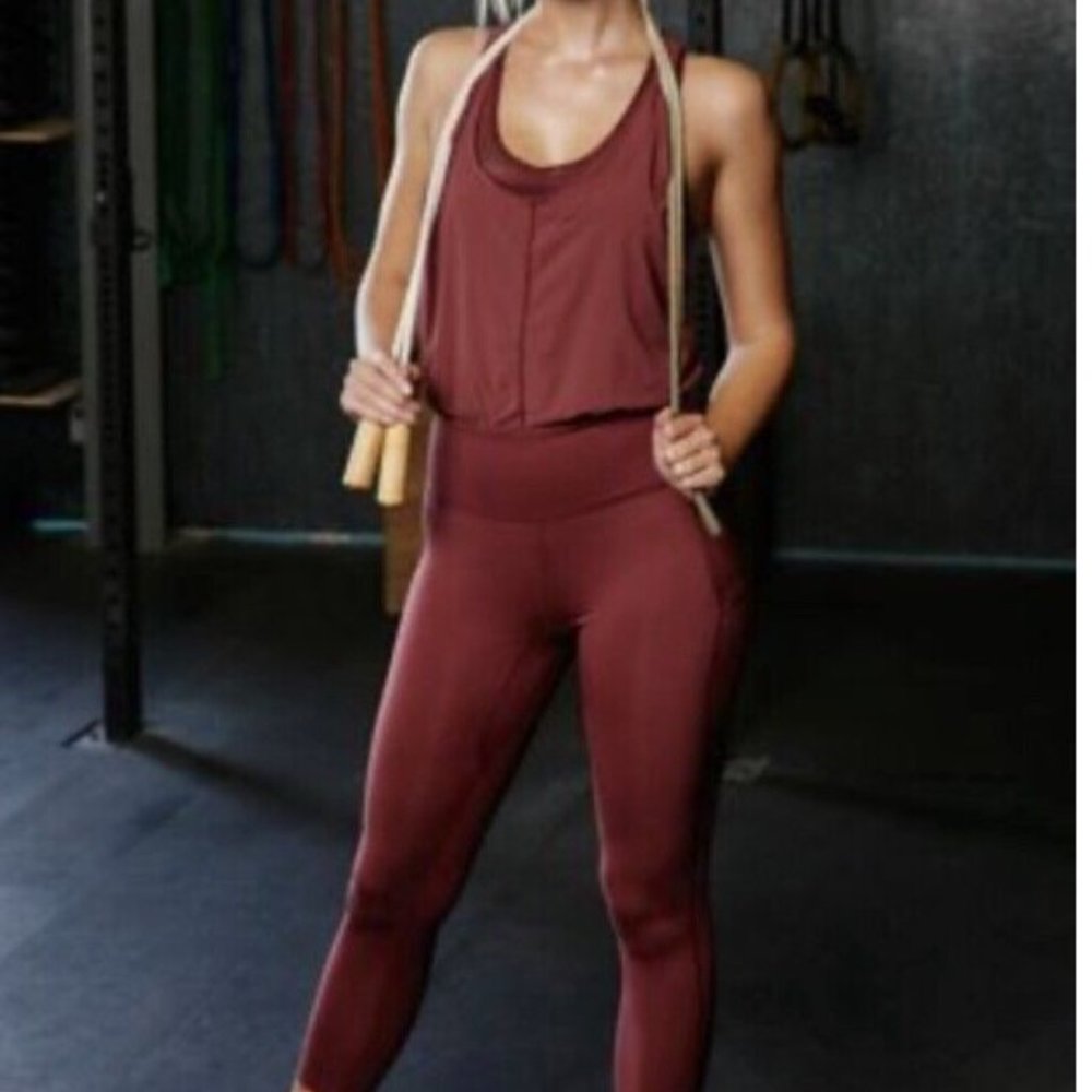 Free people movement Womens red eye on the prize jumpsuit M